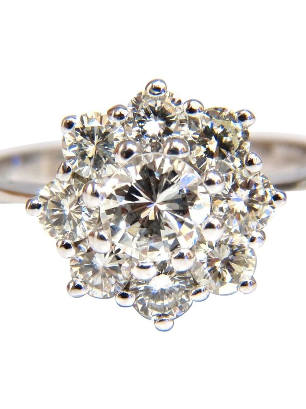 1.40ct natural diamonds raised cluster ring 14kt gold*